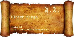 Minich Kinga névjegykártya